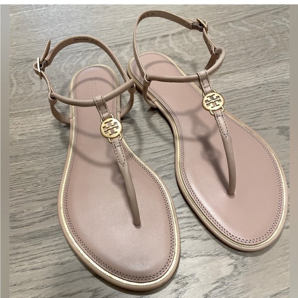Tory Burch Mini Miller Sandals Nude Makeup 9 NEW NWOB - Picture 2 of 5